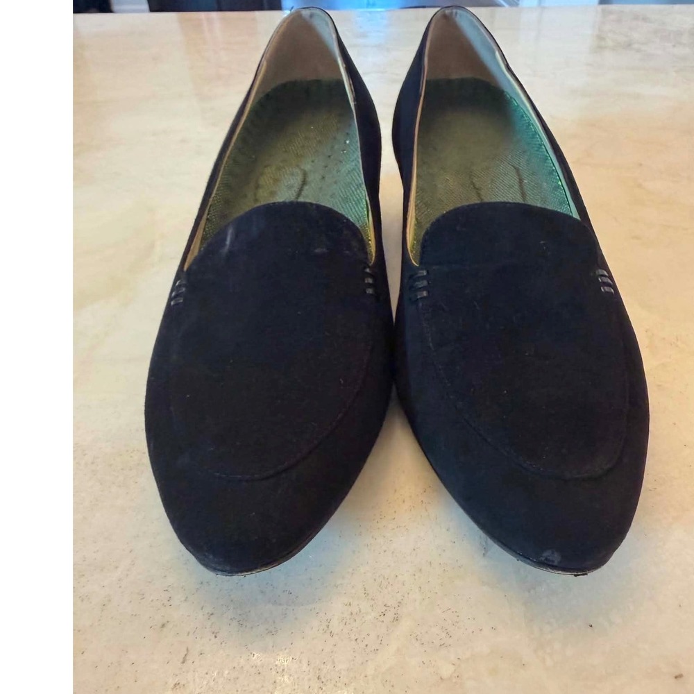 Sarah Flint Parker Loafers Black Suede Block Heel Shoes Italy Size 40 (W 9.5)